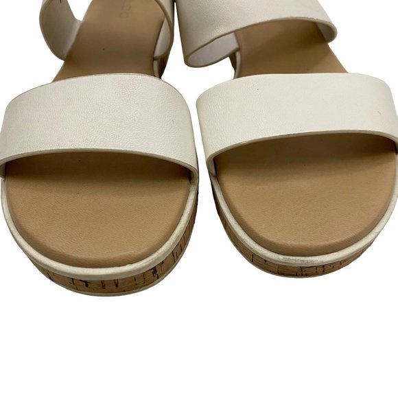 Aldo White Double Strap Slingback Sandals Open Toe Shoes Gold Hardware Women 8.5 - Picture 2 of 11